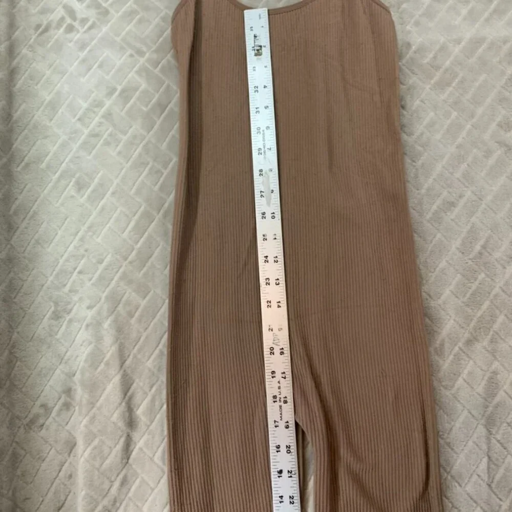 Popular 21 Womans Small Jumpsuit Brown Ribbed Sleeveless Adjustable Stretch - Picture 7 of 14